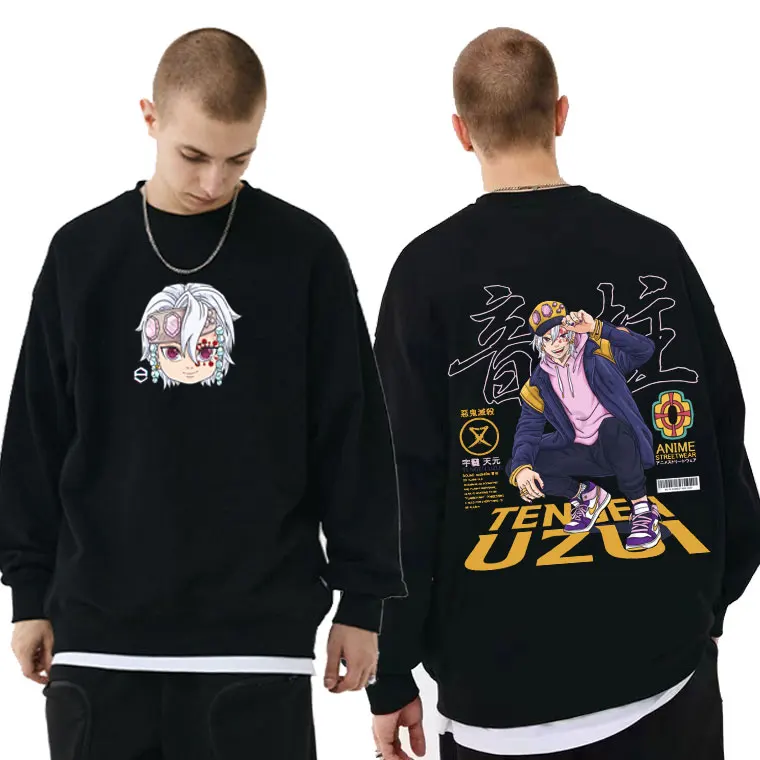 

Anime Demon Slayer Uzui Tengen Oversized Graphic Print Pullovers Men Women Cosplay Sweatshirt Crewneck Oversized Loose Pullover