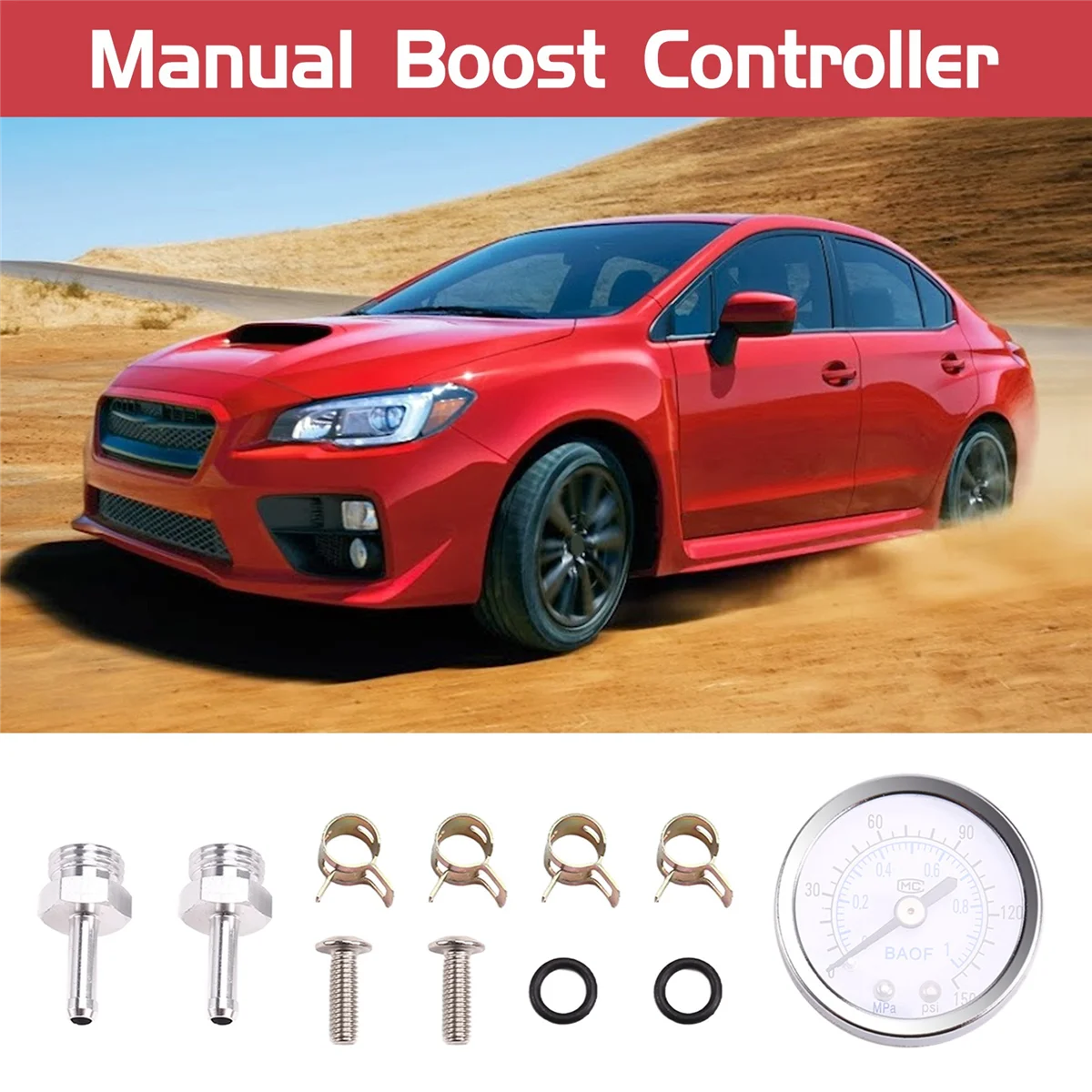 Универсальный ручной контроллер наддува Turbo с манометром 1-150 PSI SR20DET красный