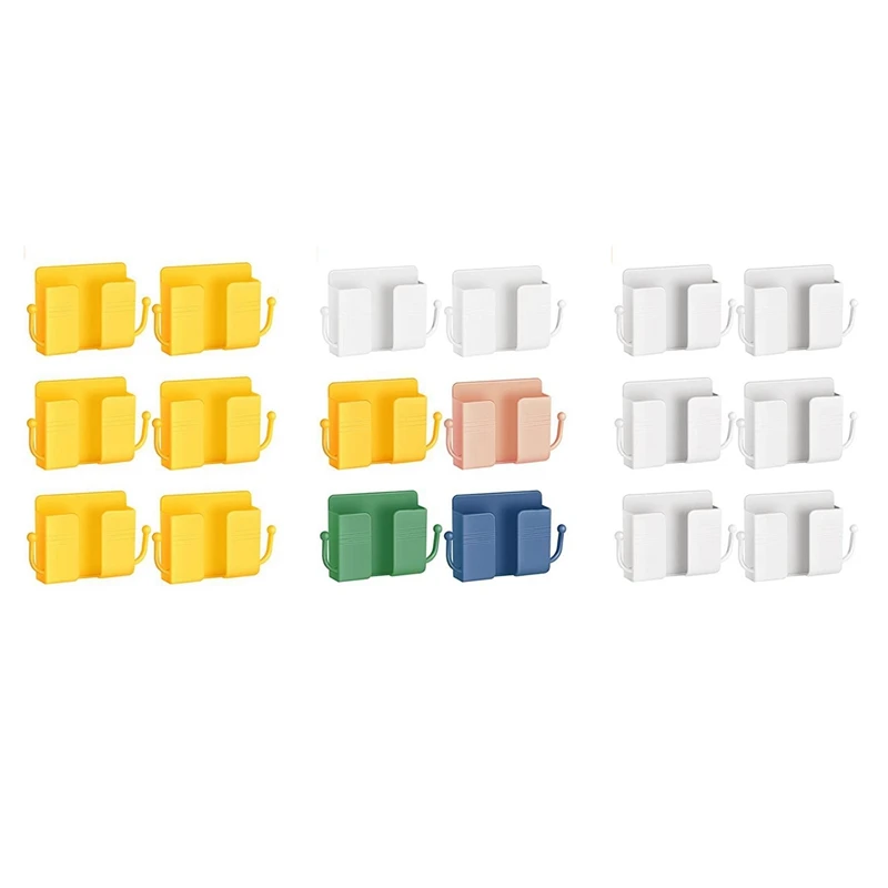 

6 PCS Wall Phone Holder Wall Mount Self-Adhesive Cell Phone Charging Brackets Remote Control Holders