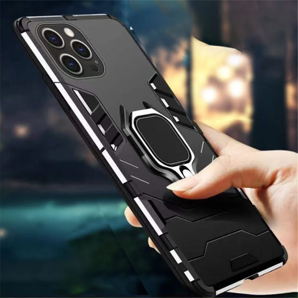 

iPhone13 Pro Max Shockproof Case for iPhone 13 Pro Max 12 11 Pro Ring Stand Cover for iPhone 13 Mini XS XR 8 7 6 Plus SE 2020