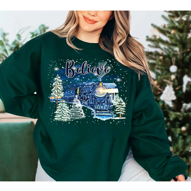 

Rheaclot Believe Print Women's Cotton Female Cute Long Sleeves Sweatshirt