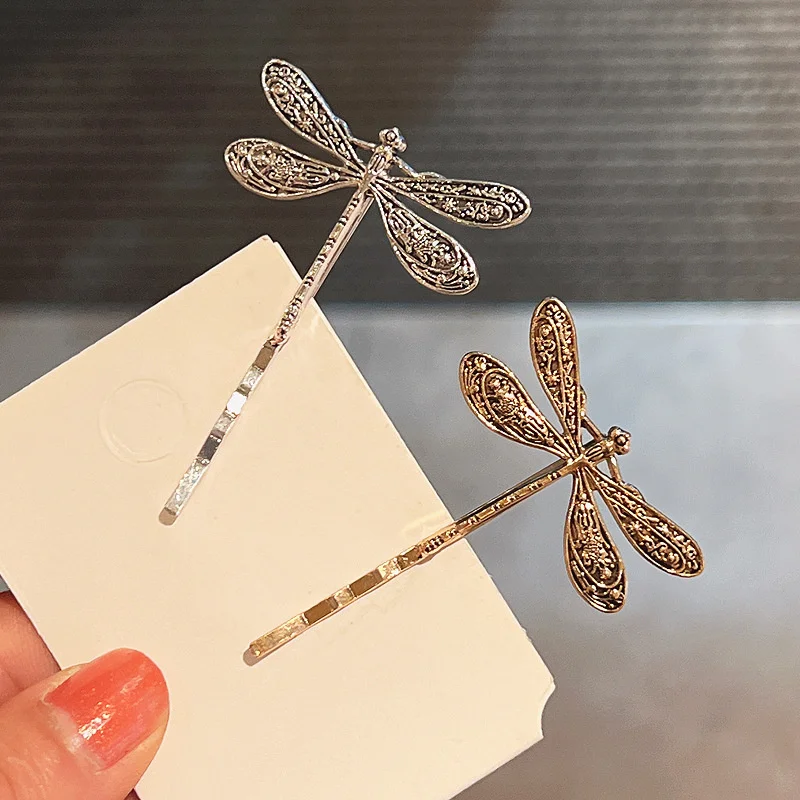 

Newest Metal Dragonfly Hair Clip Headwear Bang Hairgrips Women's Adult Broken Hair Side Clip Vintage Flies Hairpin Accessories