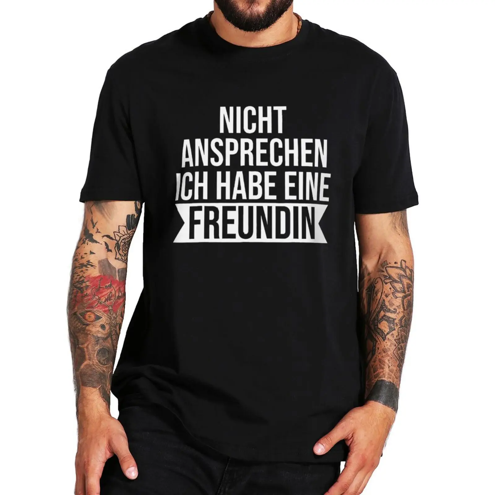 

Don't Respond I Have A Girlfriend T Shirt Funny German Texts Jokes Humor Short Sleeve EU Size 100% Cotton Summer Casual T-shirt