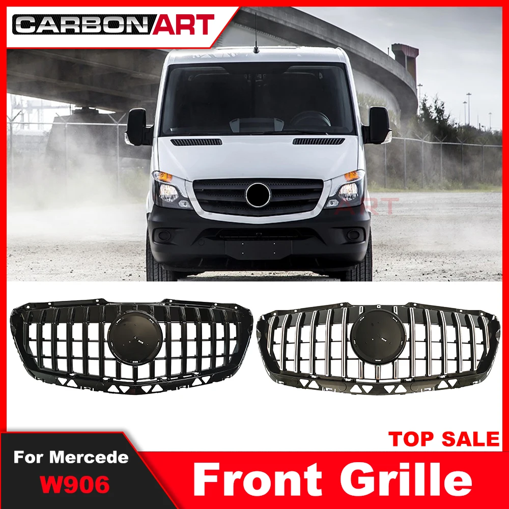 

Решетка переднего бампера W906 для mercede Sprinter Gt 2014-2016 W906 panamerica, серебристая и черная, 2017, 2015, 2014, 2017 год
