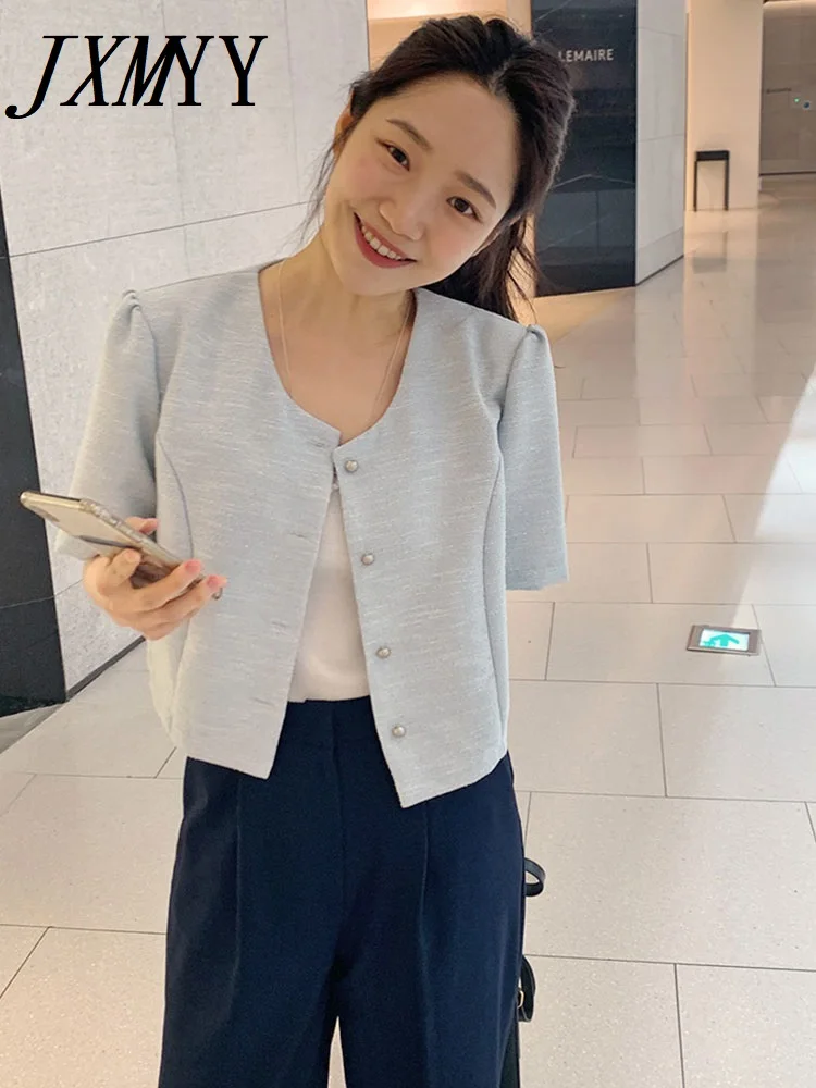 

JXMYY 2023 модная новая короткая Корейская версия твидовая короткая куртка в стиле ретро элегантный яркий летний женский кардиган