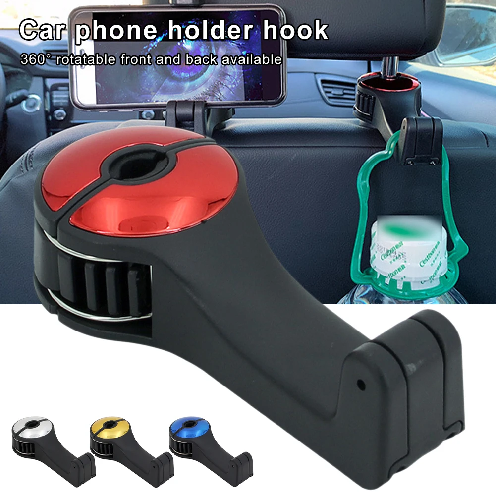 

Rear Car Mobile Phone Bracket Hook 2 In 1 Car Back Seat Hanger Organizer for Clothes Handbag Car Interior Accessories New