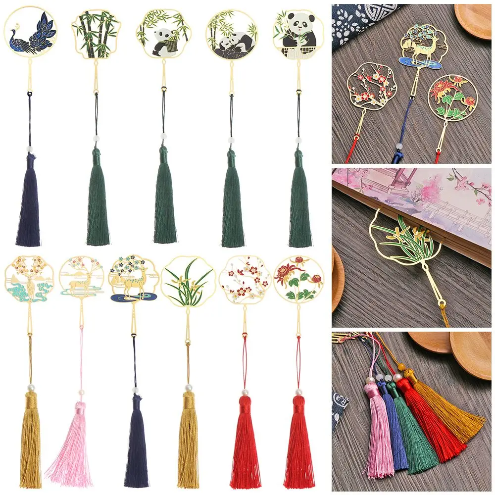 

Stationery Retro Pagination Mark Chinese Style Peacock Book Clip Tassel Brass Bookmark