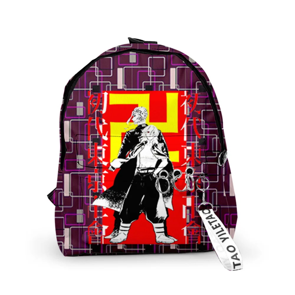

Hip Hop Tokyo Avenger Backpacks Boys/Girls pupil School Bags 3D Print Keychains Oxford Waterproof Funny Cute Small Backpacks