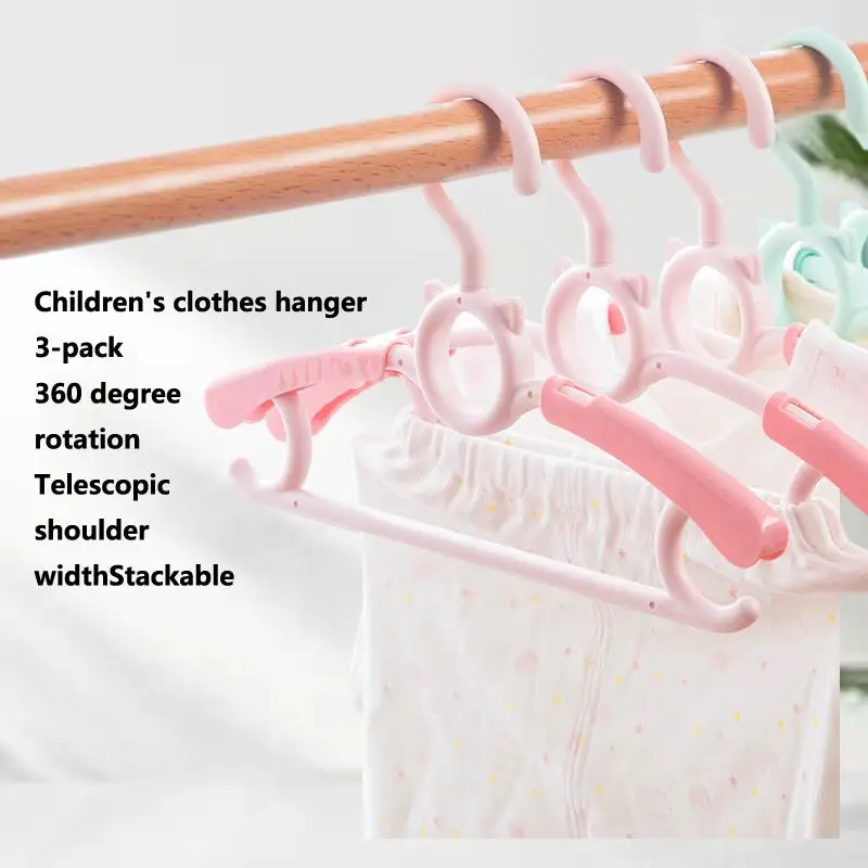 

Ultimate Pink 3 Pcs Traceless Non Slip Clothes Rack - The Perfect Telescopic Coat Hanger for Children