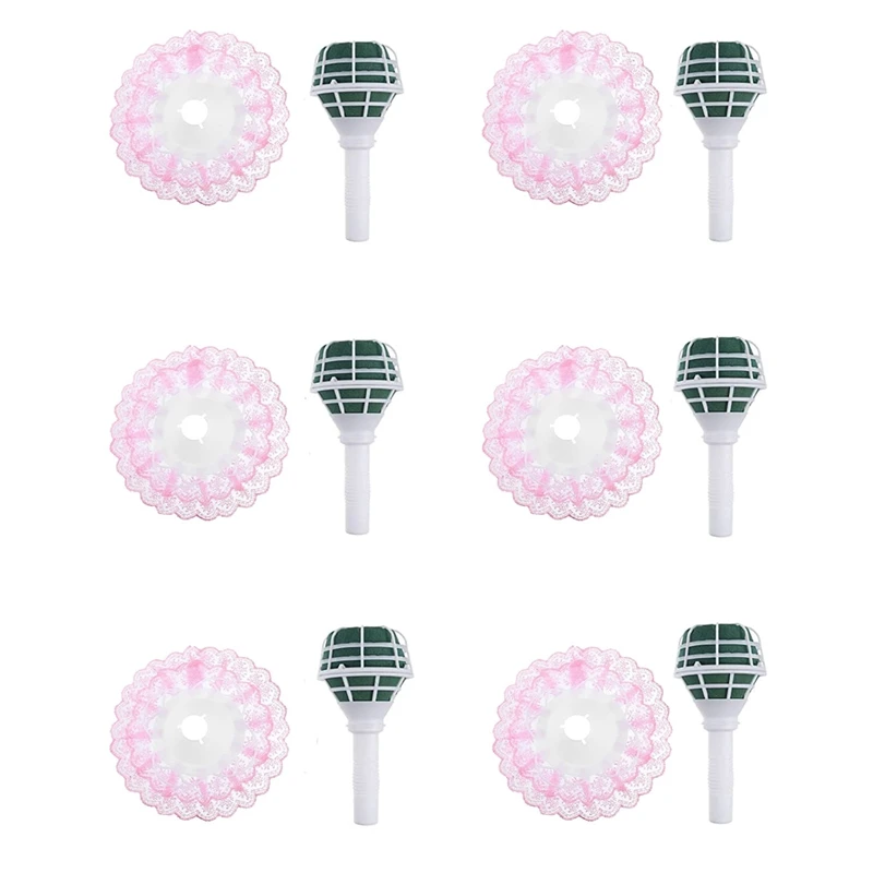 

6 PCS Foam Floral Handle Bouquet Holders with Lace Flower for Floral Arrangement Foam Kit Wedding Supplies Brida