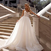 gorgeous tulle wedding dress for women sweetheart sleeveless bridal gowns spaghetti straps shinny brides dresses robe de mari%c3%a9e