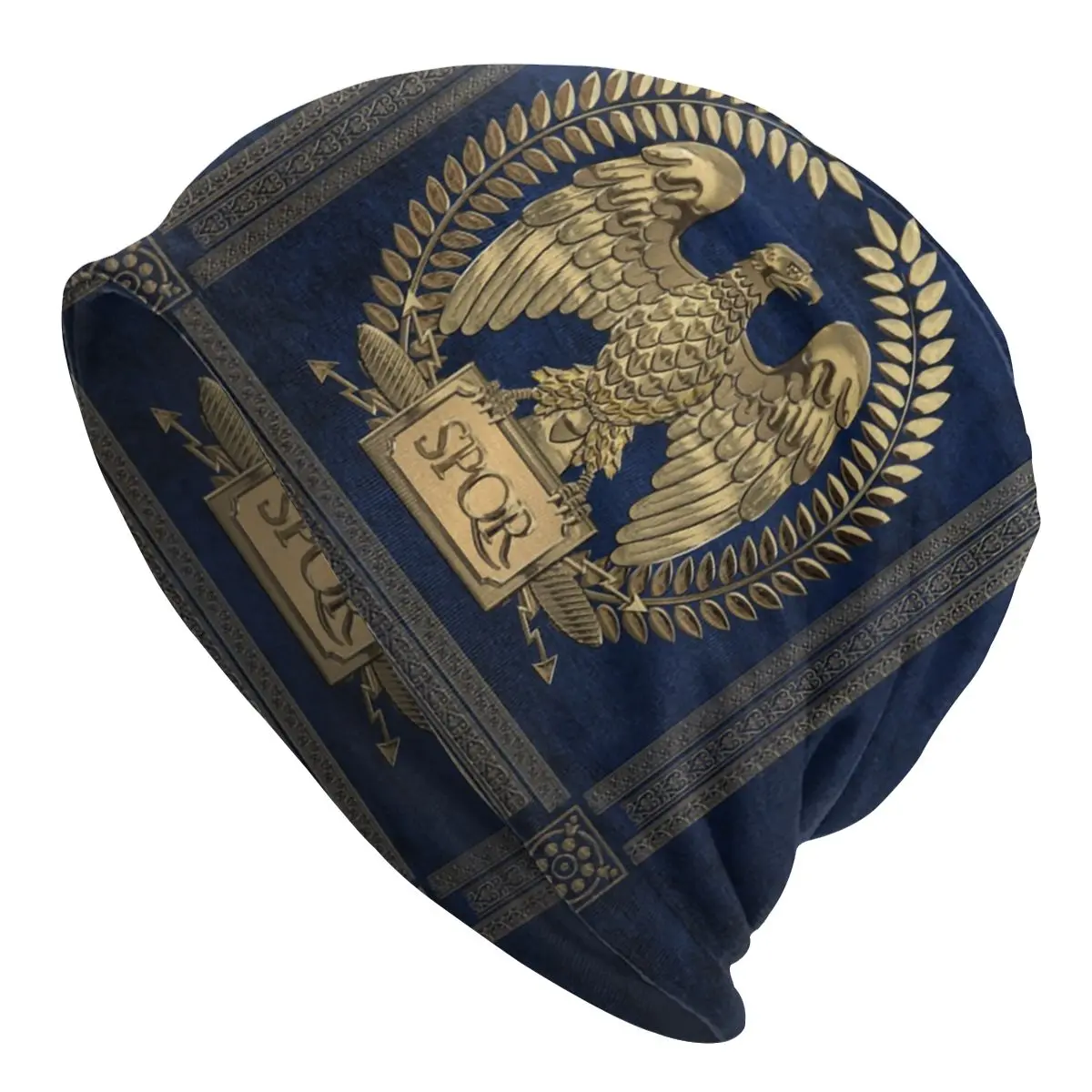 

Roman Empire Gold Imperial Eagle Beanies Caps For Men Women Unisex Hip Hop Winter Warm Knitting Hat Adult Rome SPQR Bonnet Hats