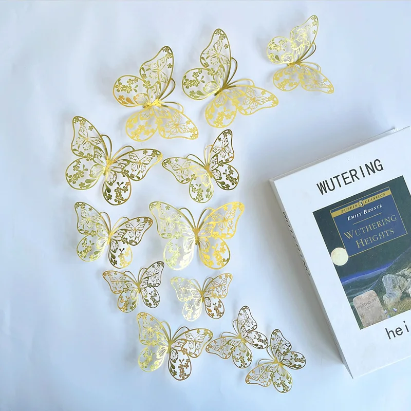 12 шт./набор настенные 3d-наклейки в виде бабочек