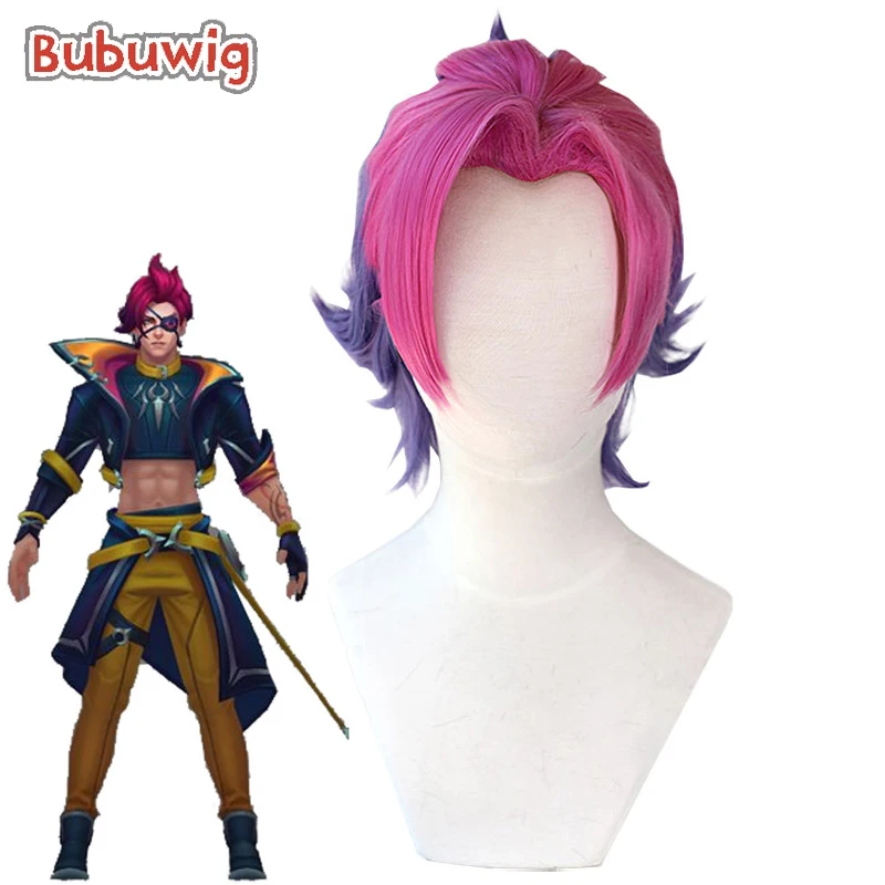 

Парик для косплея Bubuwig Shieda Kayn, термостойкие синтетические волосы для женщин, 30 см, красные, фиолетовые