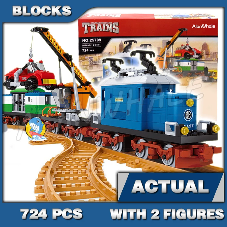 

724pcs City Trains Diesel Locomotive with Mobile Crane Wagon Cars Rescue Tracks 25709 Building Blocks Sets Compatible With Model