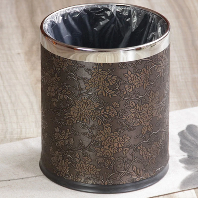 Table Kitchen Trash Can Bathroom Basket  Dustbin Garbage Container Wastebins Stainless Steel Cubo Basura Bathroom Products