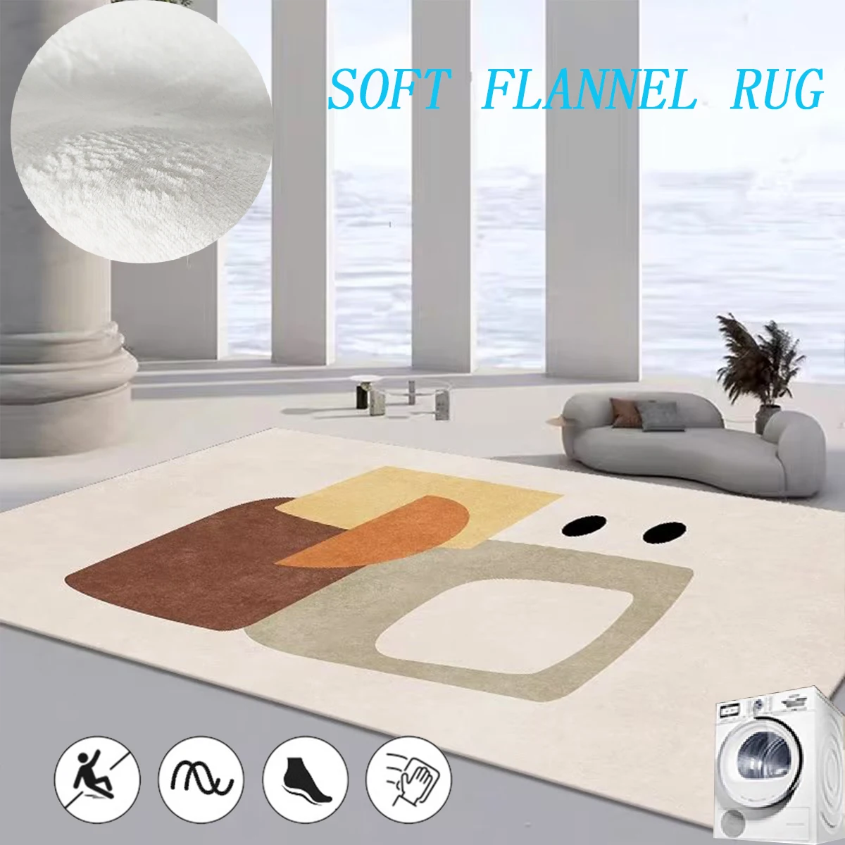 

Morandi Style Carpets for Living Room Rectangular Flannel Rugs for Bedroom Soft Non-slip Cloakroom Mat Ins Large Area Lounge Rug