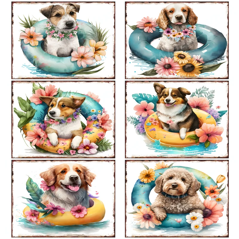 

Cute Dog Metal Tin Sign Pet Store Club Coffee Shop Wall Decor Plaque Home Hallway Living Room Bedroom Kidsroom Decoration Poster