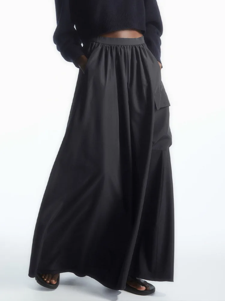 

Женская юбка с карманами, Повседневная трапециевидная юбка с эластичным поясом, одежда для работы, лето 2023