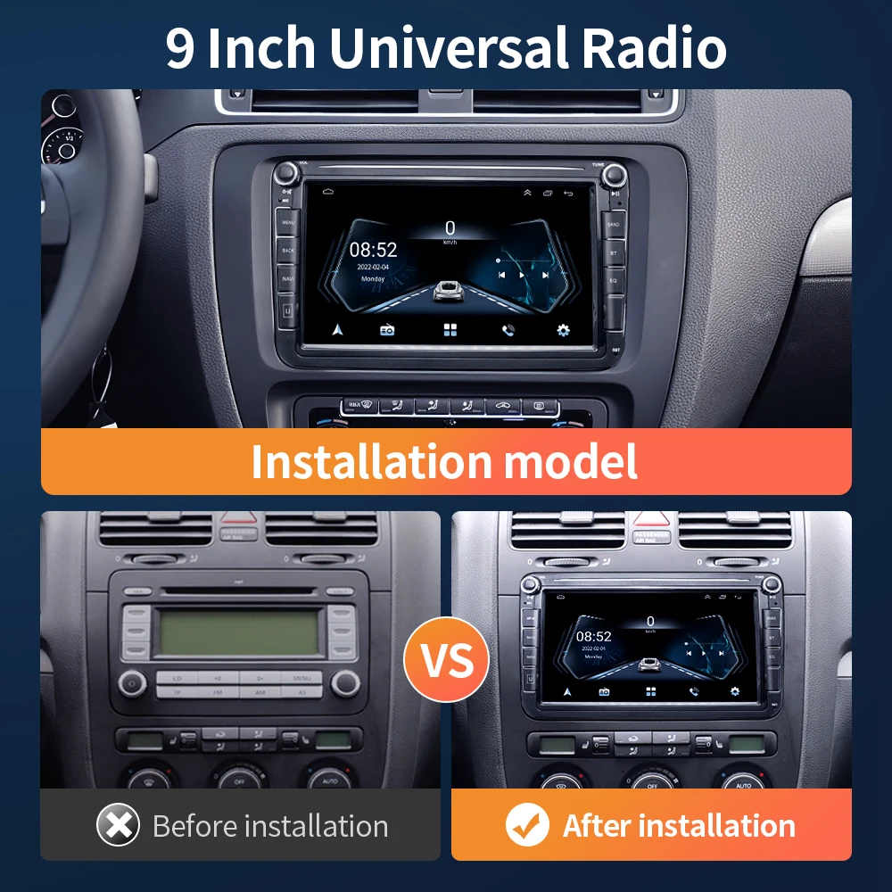 Автомагнитола 2DIN HD 8 дюймов Android видеоплеер GPS Wi-Fi Bluetooth навигация для VOLKSWAGEN Passat Skoda