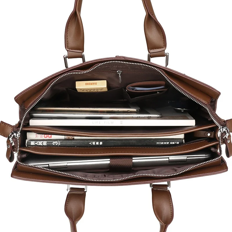 Luxury Genuine Leather Men's Briefcase Business Shoulder Messenger Bag Retro Large Capacity Handbag Office Laptop Bag For Male