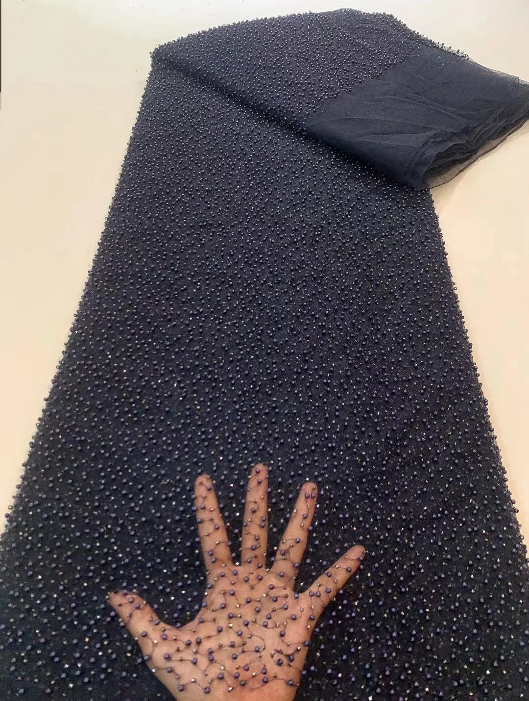 Новые бусины и блестки 2024 тканевое платье для женской вышивки Сетчатое кружево