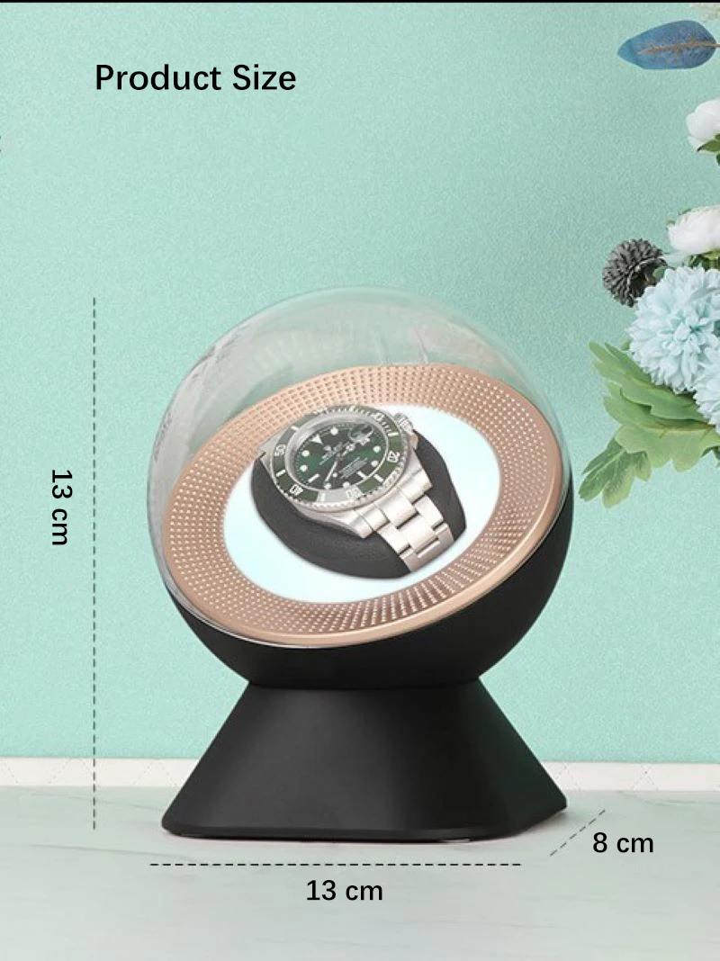 Type-C Power Supply Black Acrylic LED Automatic Watch Winder Vibrator Super Quiet Motor Shaker Mechanical Watch Winder Holder