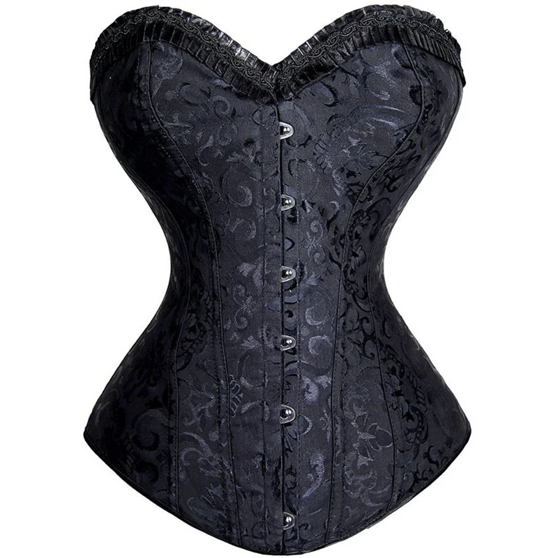 

Sexy Corselets Spiral Steel Boned Punk Retro Overbust Steampunk Bustier Corset for Women's Gothic Bustier Plus Size