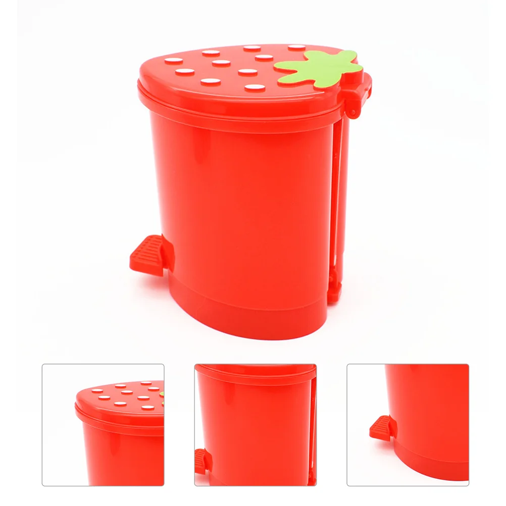 

Can Trash Garbage Mini Bin Desk Strawberry Desktop Cute Lid Waste Wastebasket Kawaii Tiny Tabletop Car Container Countertop