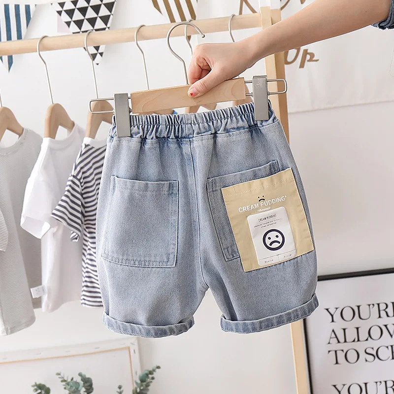 

Summer Children Jeans Shorts Cartoon Boys Denim Pants Children's Summer Clothing Elastic Waist Kids Shorts Size 90-140cm 2-8Y