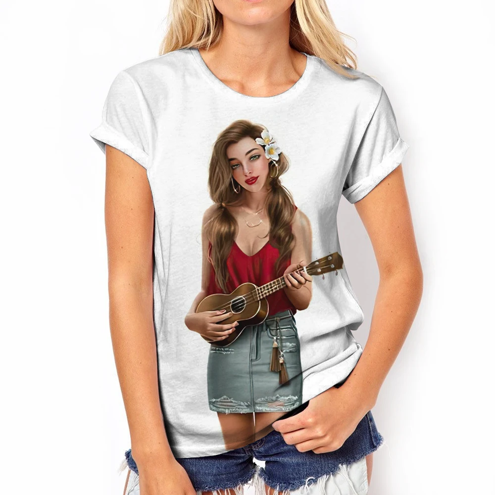 

Fashion Women's T-shirt 3D Printing Countries Beauty Pattern Crop Top 2023 Summer New Cool Comfortable Large Size O Collar Tees