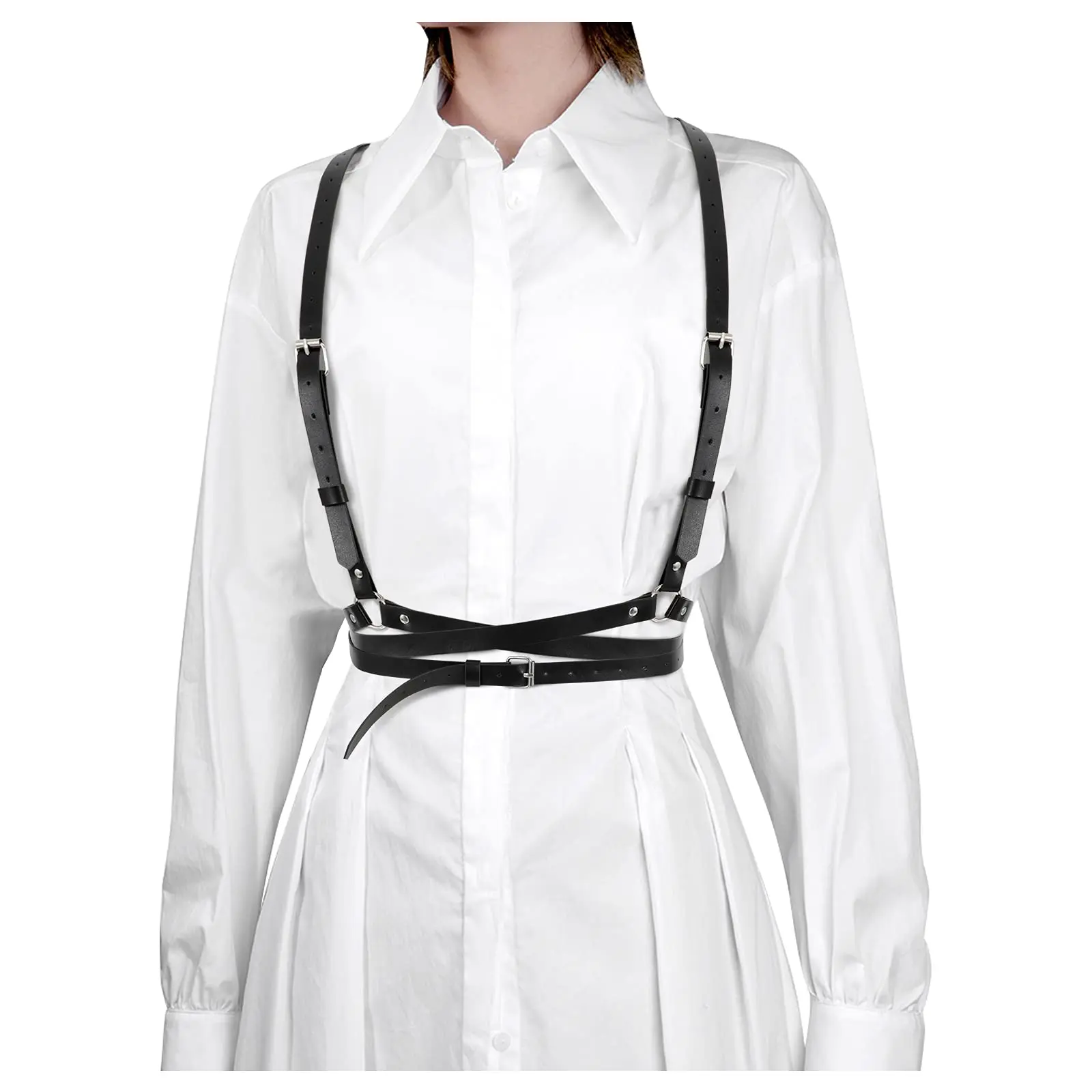 

Fashion Trend Punk Waist Belt Women Halloween PU Leather Skinny Adjustable Belts Body Bondage Waist Straps Stylish Accessories