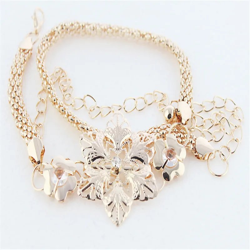 New 2023 Women Flowers Gold Waist Chain Belt Woman Dress Accessories Metal Golden Silver Sun Belt Fashion Ladies Luxury Belts