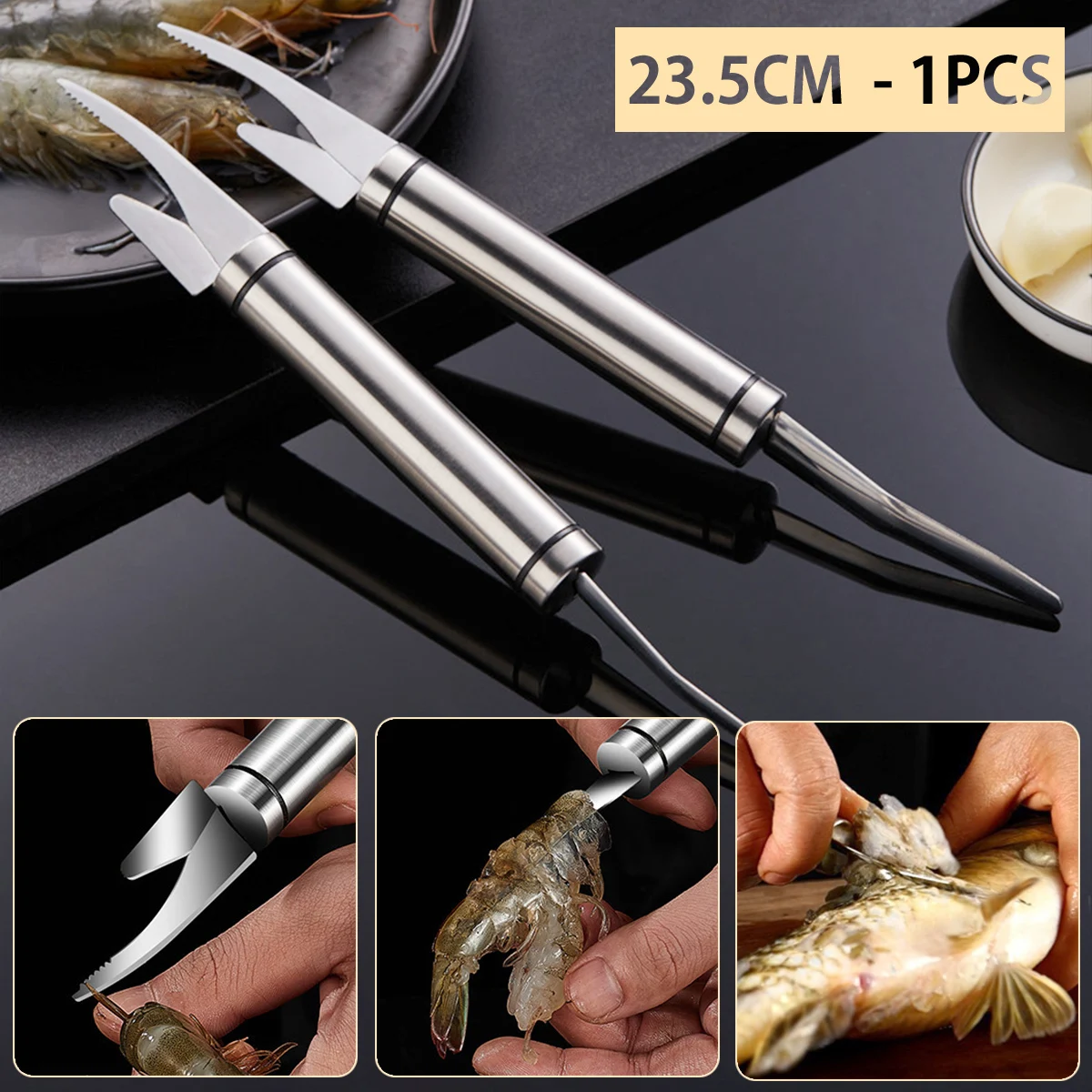 

Резак для ловли креветок, резак для ловли рыбы, резак из нержавеющей стали, модель 5 в 1, многофункциональный портативный резак для ловли крев...