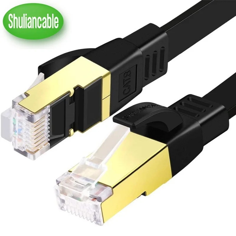 

SHULIANCABLE Cat 8 Flat Network Cable, Ethernet Cable with Gold Plated RJ45 for Switch Router Modem Access Point Router, PS4