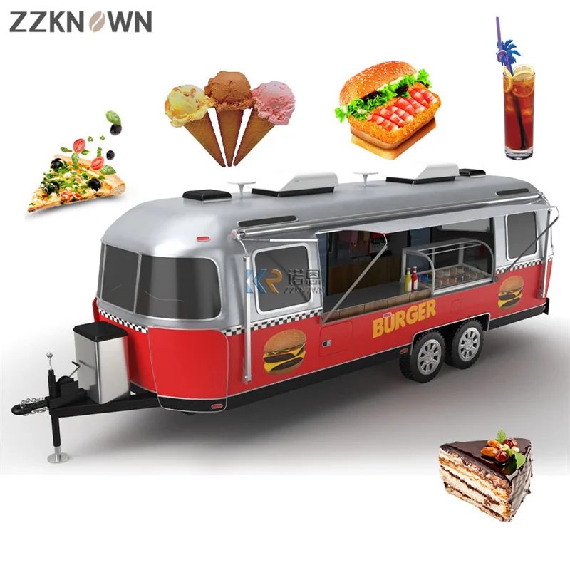 

Color Customize Ice Cream Coffee Shop Vending Trailer Fast Food Van Mobile Food Truck With Kitchen Equipment Hot Dog Cart Kiosk