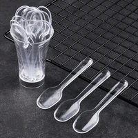 200pcs mini clear plastic spoons disposable flatware for jelly ice cream dessert thickened folding flap hinge