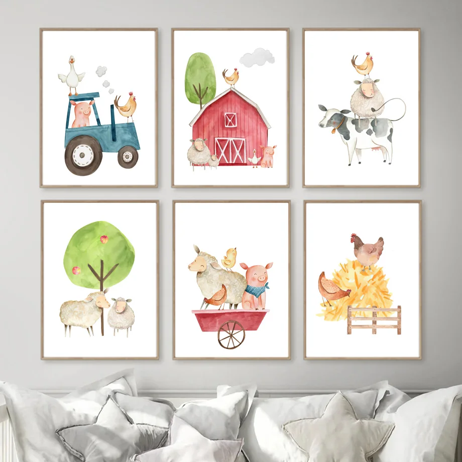 Абстрактная печать на холсте настенное искусство для детской комнаты с