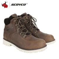 scoyco cowhide motorcycle boots retro brown outdoor motorcycle riding protective boots wear resistant road shoes