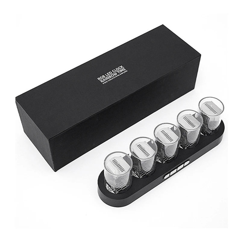 

Digital Nixie Tube Clock With RGB LED Glows Light For Home Desktop Decoration DIY Idea Birthday Gift Durable Black