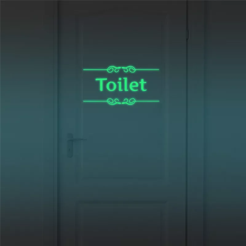 

Luminous Toilet Wall Sticker Bathroom Glow in the dark Door stickers Decor WC Indoor Vinyl Decals Vintage Wall Decoration