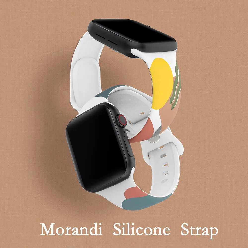 

Morandi Strap For Correa Apple Watch Band 40mm 44mm Silicone Bracelet Apple Watch Accessories 7 6 5 4 3 Se 41mm 45mm iwatch band