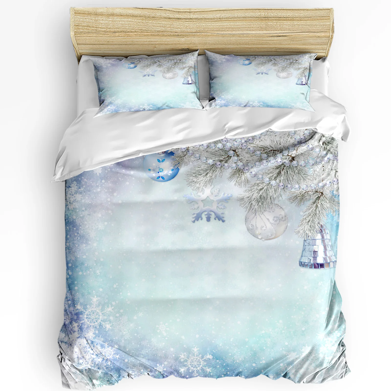 

Christmas Snowflakes Leaves Bells Bedding Set 3pcs Duvet Cover Pillowcase Kids Adult Quilt Cover Double Bed Set Home Textile