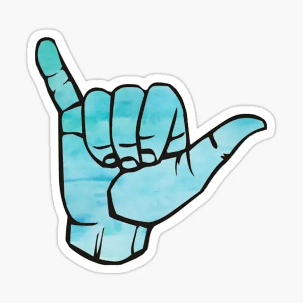 

Blue Watercolor Hang Loose 5PCS Car Stickers for Motorcycle Cartoon Art Cute Bumper Car Decorations Laptop Fridge Stickers