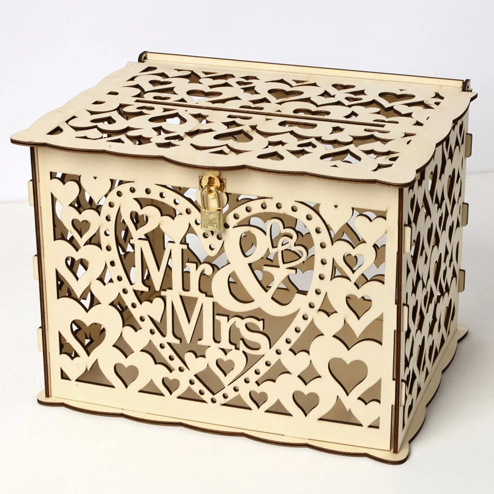 

Box Weddingwood Gift Boxes Wooden Holder Envelope Diy Money Reception Flower Favors Wishes Post Shadow Message Party Guest Good