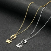 stainless steel hollow out hourglass charm crescent moon and stars charm pendant necklace