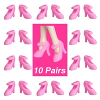 nk official 10 pairs set fashion boots modern pink shoes noble high heeled boots for barbie doll 16 accessories baby diy toy