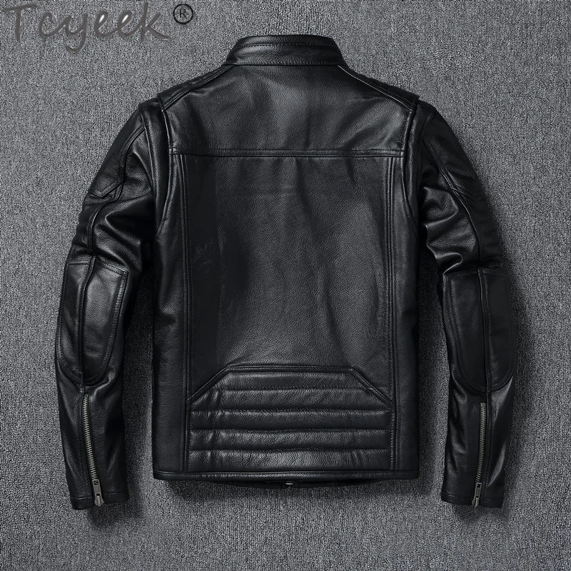 

Cowhide Men's Coat 100% Genuine Leather Jackets Man Spring Fall Short Motorcycle Jacket Stand Men Clothing кожаная куртка