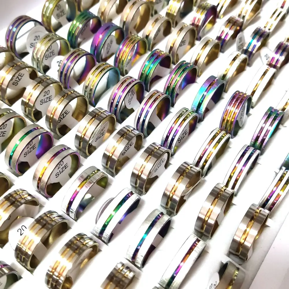 100 шт. мужские и женские кольца из нержавеющей стали | Кольца