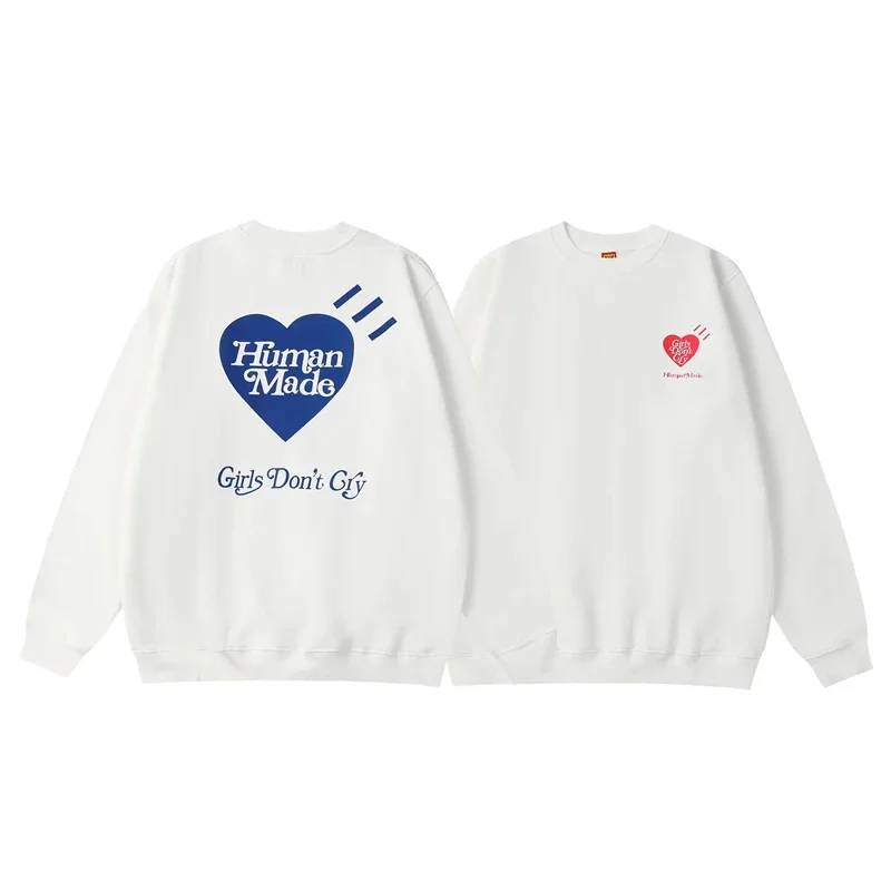 

NEW Blue Love Print 인간이 만든 Sweatshirt Made By Men's Women's High Quality Casual Full Sleeved Pullover Sweatshirt